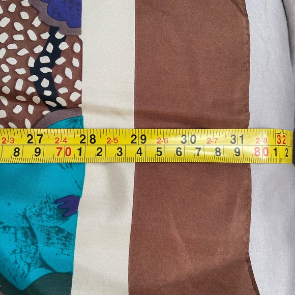 Vtg Christian Dior Floral Scarf in Blue and Brown - Picture 3 of 5